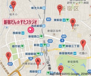 新宿駅 周辺の小学校の地図 キッズダンス教室 調査