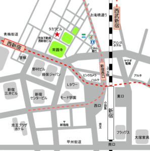 新宿区 西口にある ダンススタジオ「新宿だん☆すた」までの行き方 アクセス MAP